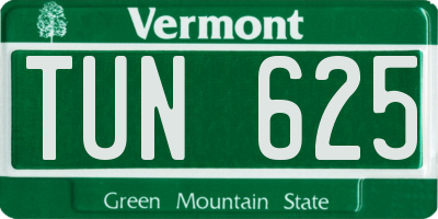 VT license plate TUN625