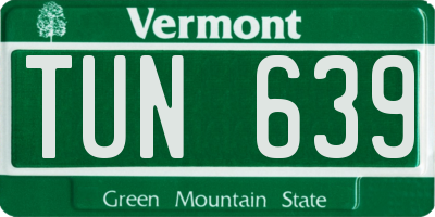 VT license plate TUN639