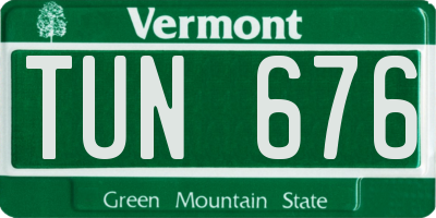 VT license plate TUN676