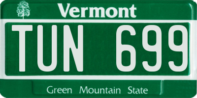 VT license plate TUN699