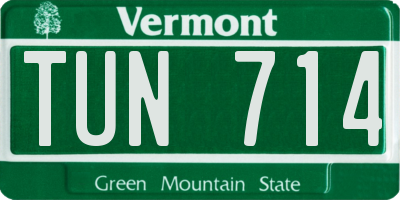 VT license plate TUN714