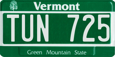 VT license plate TUN725