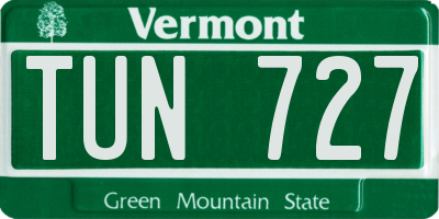 VT license plate TUN727
