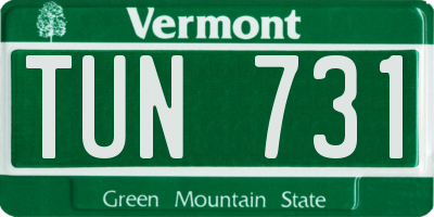 VT license plate TUN731