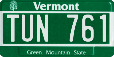 VT license plate TUN761