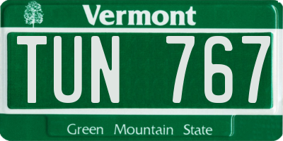 VT license plate TUN767
