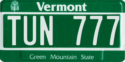 VT license plate TUN777