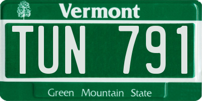 VT license plate TUN791