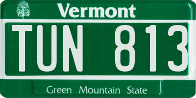 VT license plate TUN813