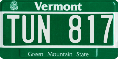 VT license plate TUN817