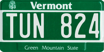 VT license plate TUN824