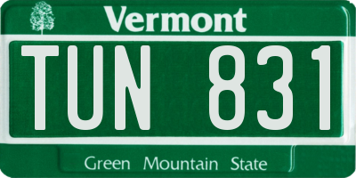 VT license plate TUN831