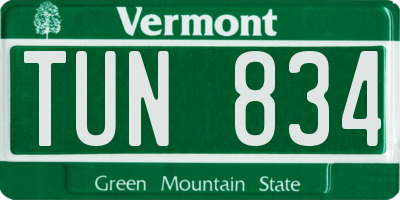 VT license plate TUN834