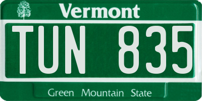 VT license plate TUN835