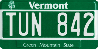 VT license plate TUN842