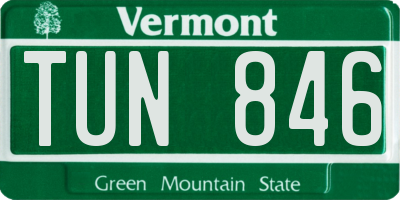VT license plate TUN846