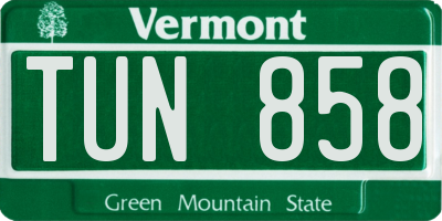 VT license plate TUN858