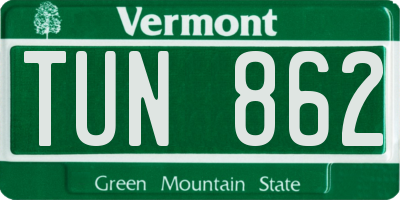 VT license plate TUN862