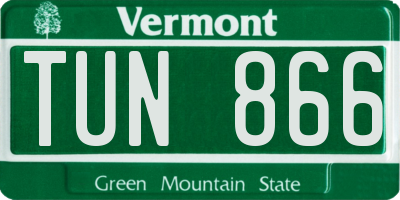 VT license plate TUN866