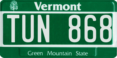 VT license plate TUN868