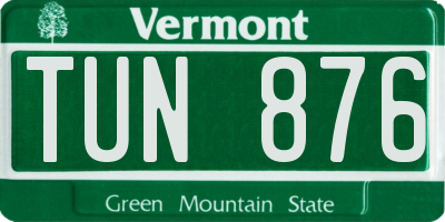 VT license plate TUN876