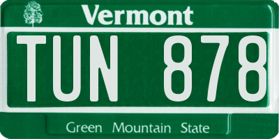 VT license plate TUN878