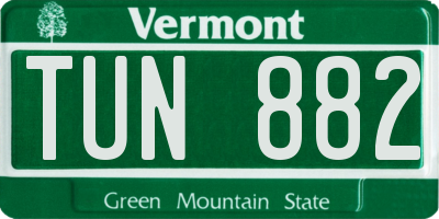 VT license plate TUN882