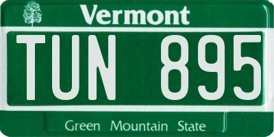 VT license plate TUN895