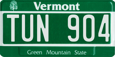 VT license plate TUN904