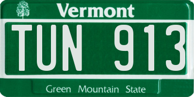 VT license plate TUN913