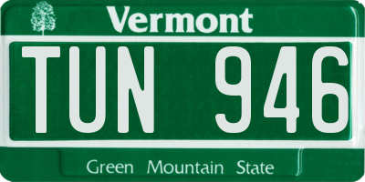 VT license plate TUN946