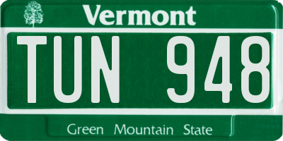 VT license plate TUN948
