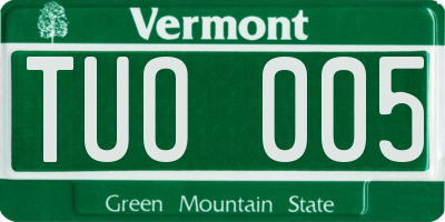 VT license plate TUO005