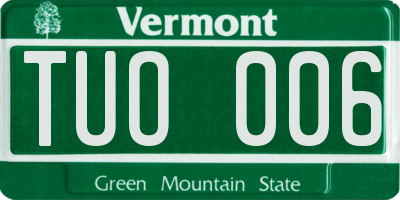 VT license plate TUO006