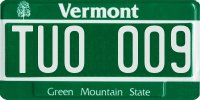 VT license plate TUO009