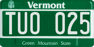 VT license plate TUO025