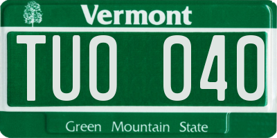 VT license plate TUO040