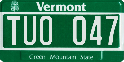 VT license plate TUO047