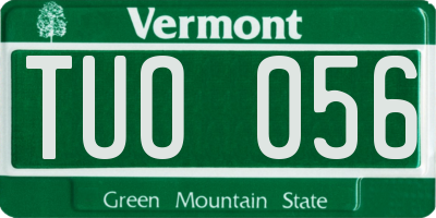 VT license plate TUO056