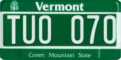 VT license plate TUO070
