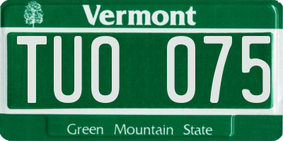 VT license plate TUO075