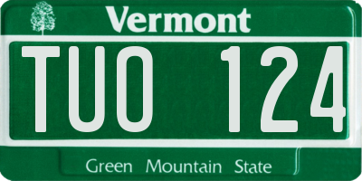 VT license plate TUO124