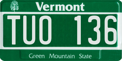 VT license plate TUO136