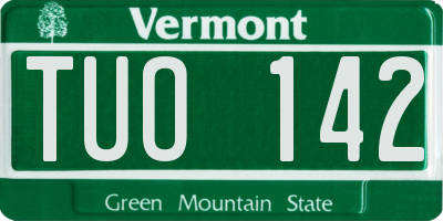 VT license plate TUO142