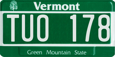 VT license plate TUO178