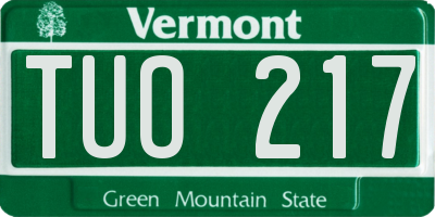 VT license plate TUO217