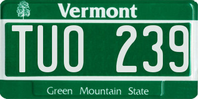 VT license plate TUO239