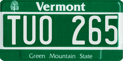 VT license plate TUO265
