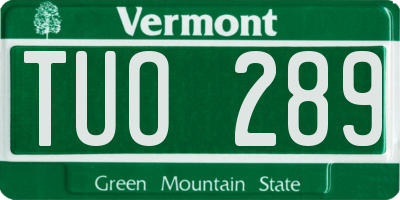 VT license plate TUO289