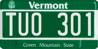 VT license plate TUO301